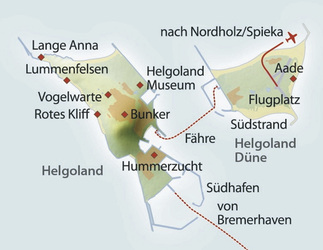 Routenkarte Archäologie in Deutschland-Leserreise: Helgoland 2025